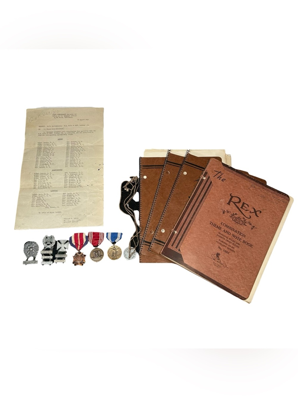 WWII USAAF Armorer Grouping Named 392nd Bomb Sq B-24 Technical Notebooks Medals